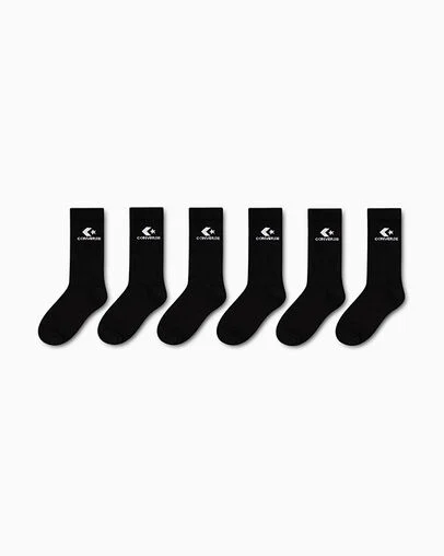 6-Pack Star Chevron Crew Socks Black, Front View
