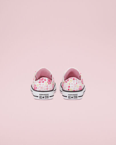 Canvas Broderie Chuck Taylor All Star Blanc/Rose/Noir, Heel View