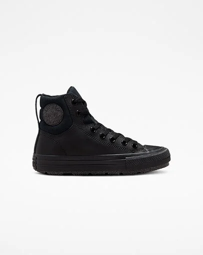 Chuck Taylor All Star Berkshire Boot Leather Noir/Noir/Gris fer, Outer Side View