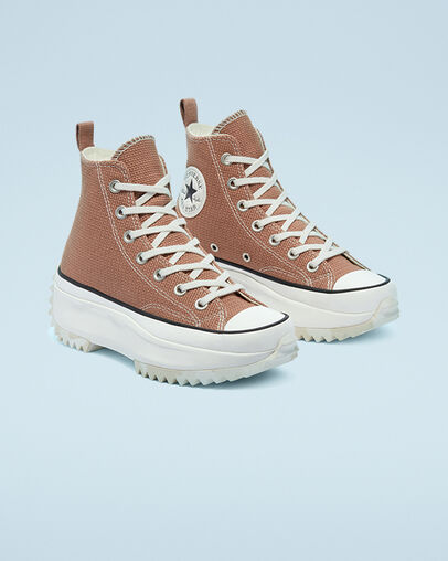 Run Star Hike Platform Tonal Marble Rose Taupe/White/Egret, Angled View