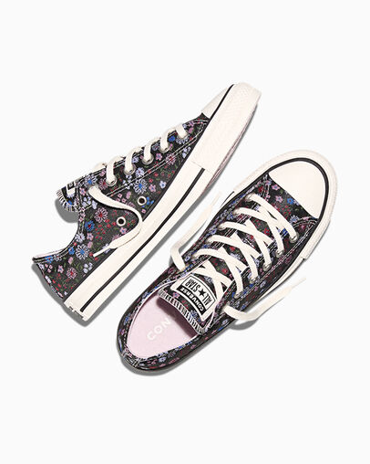 Chuck Taylor All Star Floral Accents Black/Egret/Cherry Balm, Angled View