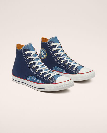 Indigo Boro Chuck Taylor All Star Azul marino medianoche/Blanco vintage, Angled View