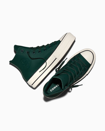 Chuck Taylor All Star Lift Platform Water-Repellent Steely Pine/Egret/Black, Angled View
