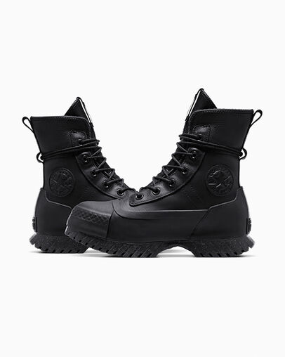 Chuck Taylor All Star Lugged 2.0 XHi Waterproof Leather Platform Negro/Negro/Piel de tibur&oacute;n, Detail Angle View