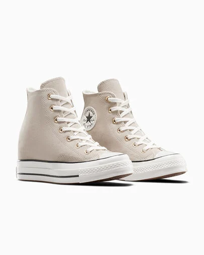 Chuck 70 Wedge Platform Suede Warm Clay/Egret/Black, Top and Side View