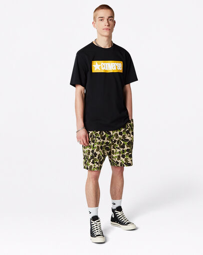 Converse Retro Box Wordmark Short Sleeve T-Shirt Converse Black, Full Body View