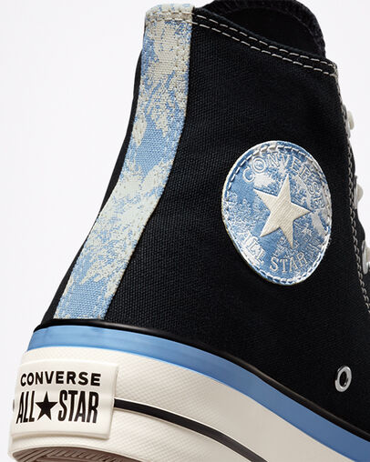 Hybrid Floral Platform Chuck Taylor All Star Negro/Azul JP/Garza, Detail Angle View