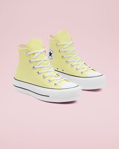 Converse Color Platform Chuck Taylor All Star Citron clair/Blanc/Noir, Angled View