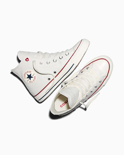 Chuck Taylor All Star Valentine's Day Vintage White/Egret/Days Ahead Red, Angled View