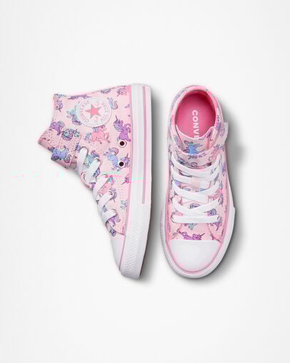 Chuck Taylor All Star Easy-On Unicorns Pink Foam/Pink/University Blue, Top and Side View