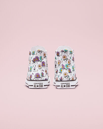 Chuck Taylor All Star Friendly Floral White/Pixel Purple, Heel View