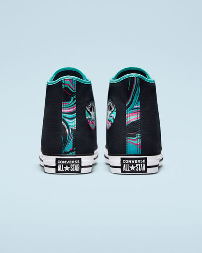 Chuck Taylor All Star Marbled Negro/Multicolor/Blanco, Heel View