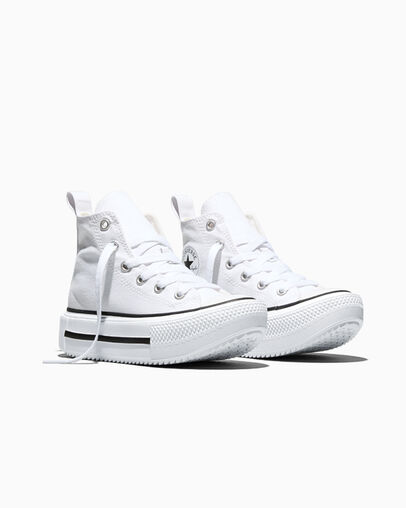 Chuck Taylor All Star Lift Double Stack Platform White/Black/Egret, Top and Side View