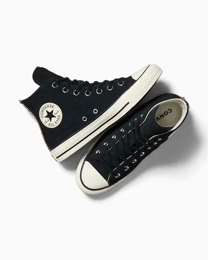 Chuck Taylor All Star Leopard Suede Black/Sand Dune/Egret, Angled View