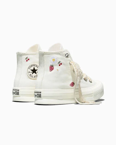 Chuck Taylor All Star EVA Lift Platform Fruits & Flowers Vintage White/Egret/Black, Heel View