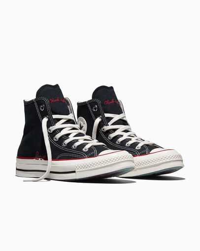 Chuck 70 Valentine's Day Black/Egret/Days Ahead Red, Top and Side View