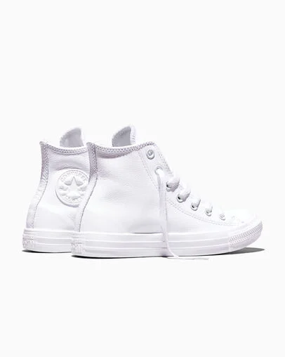 Chuck Taylor All Star Leather White Monochrome, Heel View
