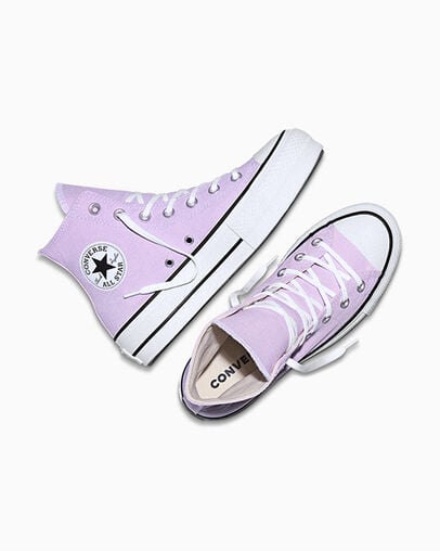 Chuck Taylor All Star Lift Platform Lavender Latte/White/Black, Angled View