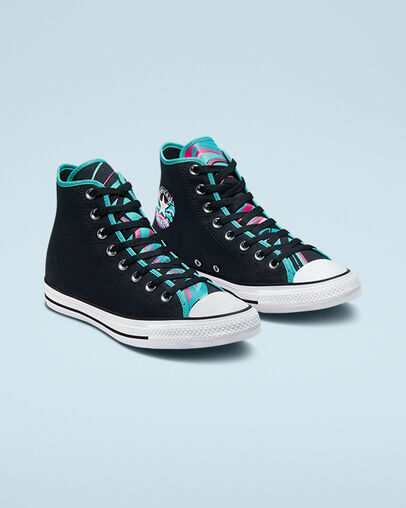 Chuck Taylor All Star Marbled Negro/Multicolor/Blanco, Angled View