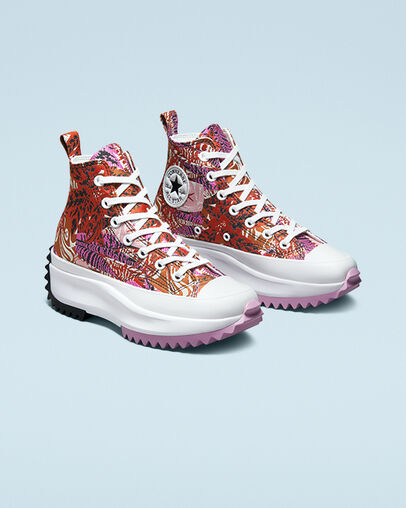 Run Star Hike Platform Tropical Florals Mantra Orange/Black/White, Angled View