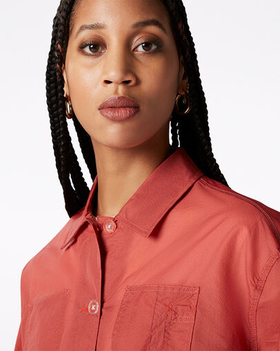 Sheer Chore Mantel Terracotta Pink, Detail View