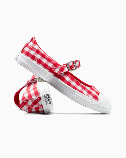 Chuck Taylor All Star Dainty Mary Jane Easy-On Checkered Red/Vintage White/White, Detail Angle View