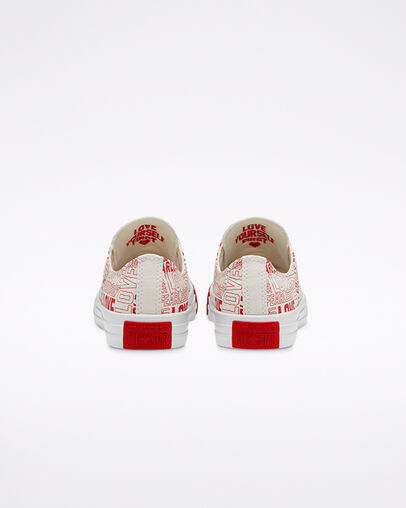 Love Fearlessly Chuck Taylor All Star Egret/University Red/White, Heel View