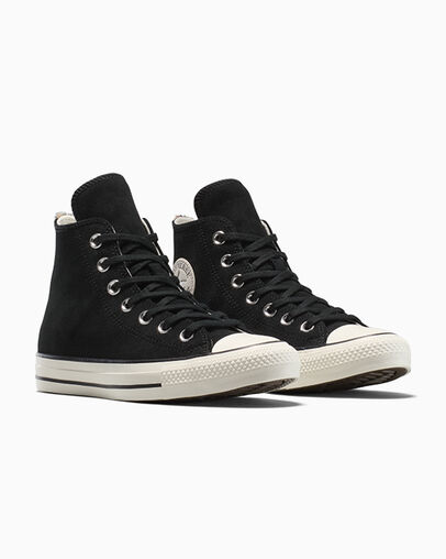 Chuck Taylor All Star Leopard Suede Black/Sand Dune/Egret, Top and Side View