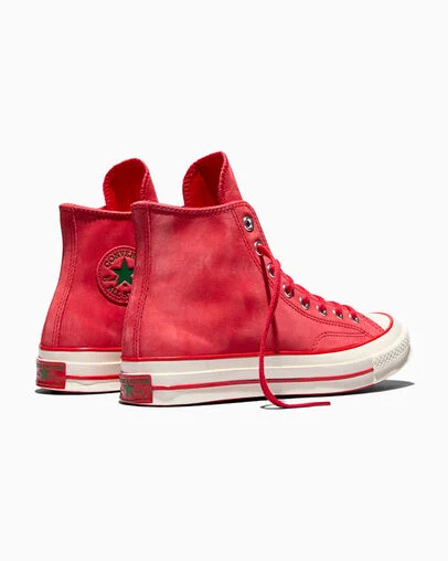 Chuck 70 Nubuck Leather University Red/Green/Egret, Heel View