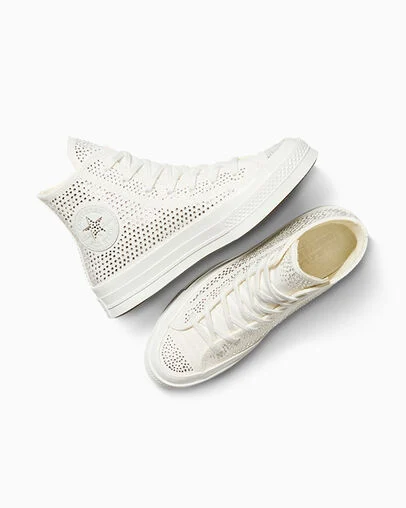 Chuck 70 with Swarovski&reg; crystals Vintage White/Barely Grey, Angled View