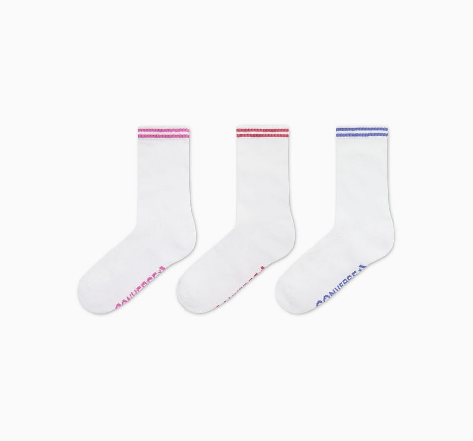 3-Pack Varsity Stripe Mesh Half-Crew Socks White