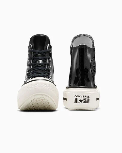 Chuck Taylor All Star Lift Double Stack Platform Patent Leather Black/Egret/Black, Heel View
