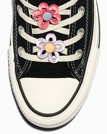 Chuck Taylor All Star Floral Charms Black/Egret/Cherry Balm, Detail Angle View