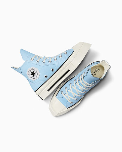 Chuck 70 De Luxe Squared True Sky/Egret/Black, Angled View