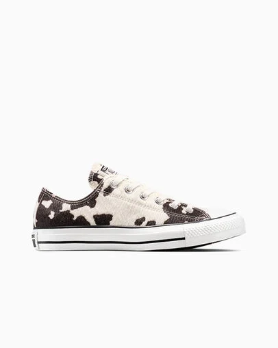Chuck Taylor All Star Cow Print Pony Hair Egret/Mudguard/Black, Outer Side View