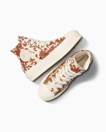 Chuck Taylor All Star Lift Platform Animal Print Garza/Marr&oacute;n/Oro, Angled View