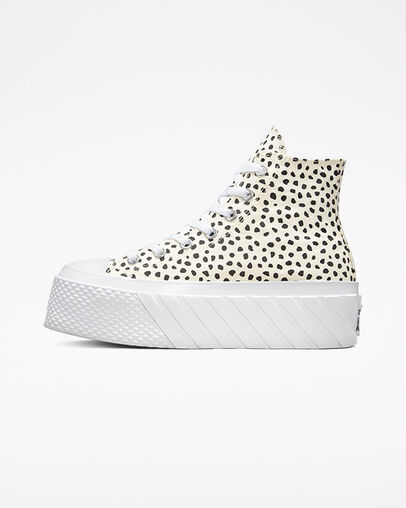 Welcome to the Wild 2X Platform Chuck Taylor All Star Egret/Schwarz/Wei&szlig;, Inner Side View