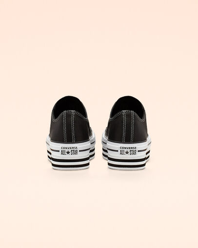 Chuck Taylor All Star Platform Low Top Black/White/Black, Heel View