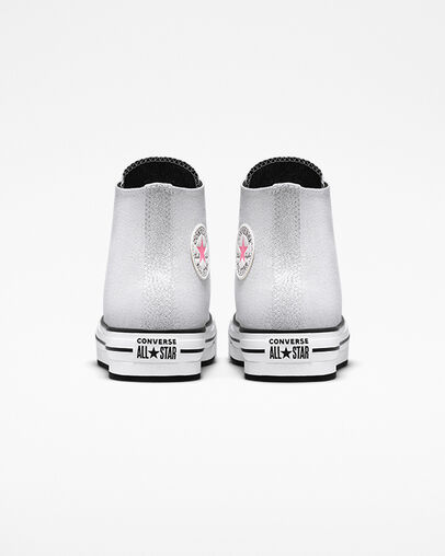 Chuck Taylor All Star Lift Platform Glitter Wei&szlig;/Silber/Pink, Heel View