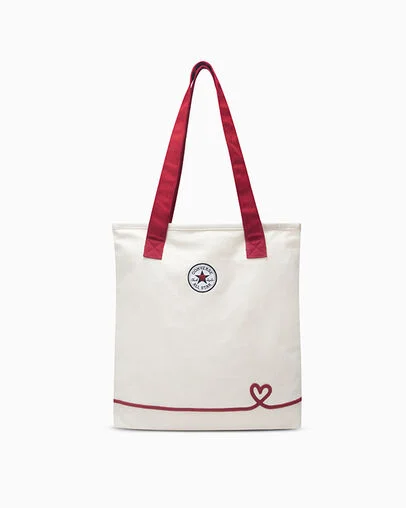 Sweetheart Tote Bag Natural Canvas, Front View