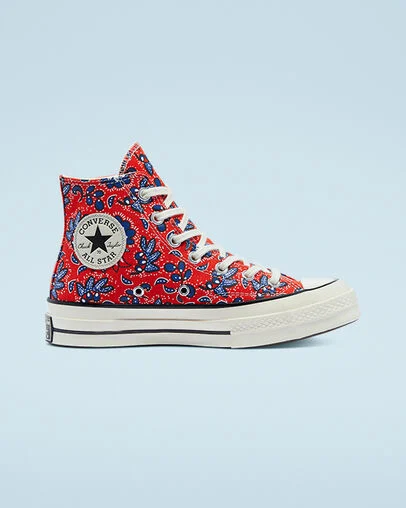 Chuck 70 Paisley Print Habanero Red/Egret/Rush Blue, Outer Side View