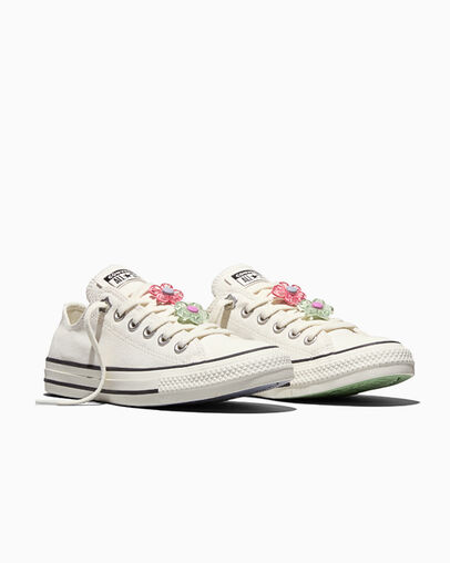 Chuck Taylor All Star Floral Accents Vintage White/Egret, Top and Side View