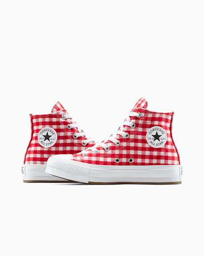 Chuck Taylor All Star EVA Lift Platform Checkered Vintage White/Red/White, Detail Angle View