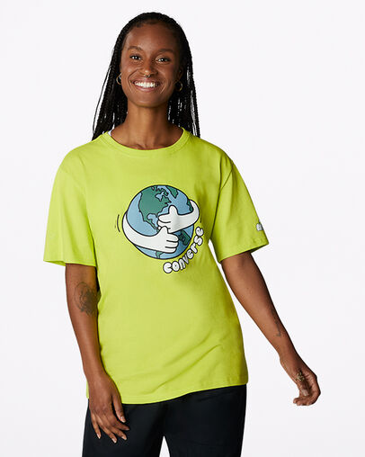 Love Your Mother Center Front T-Shirt Lime Twist, Front View