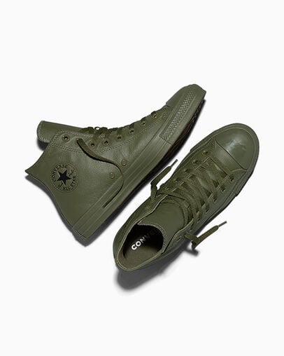 Chuck Taylor All Star Tonal Leather Utility/Black/Utility, Angled View