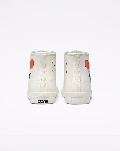 CONS x POP Trading Company x Miffy JP Pro Egret/Black/Egret, Heel View