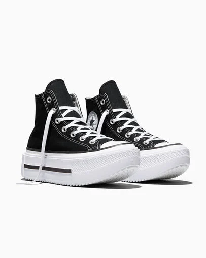 Chuck Taylor All Star Lift Double Stack Platform Canvas Black/White/Black, Top and Side View