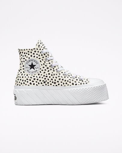 Welcome to the Wild 2X Platform Chuck Taylor All Star Egret/Schwarz/Wei&szlig;, Outer Side View