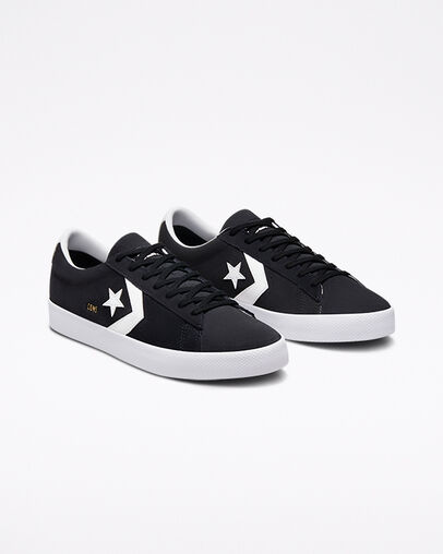 Converse CONS Pro Leather Vulcanized Pro Black/White/White, Angled View