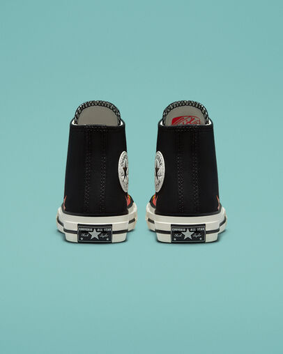 Chuck 70 Archive Flames Black/Enamel Red/Egret, Heel View